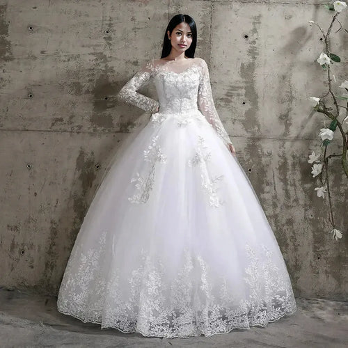 Custom Luxury Wedding Dress - Long Sleeve Ball Gown Plus Size | Femstylo