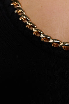 Chain Trim Ribbed Knit Dress
