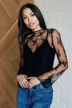 Never Sorry Lace Layering Top in Black
