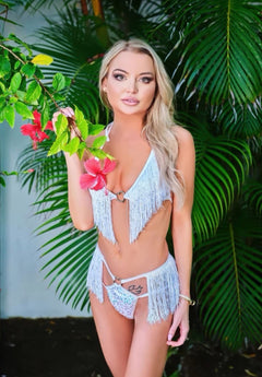 2PC Sequin & Fringe Short Set