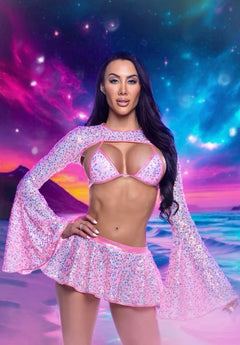 Sequin Bell Sleeve Shrug