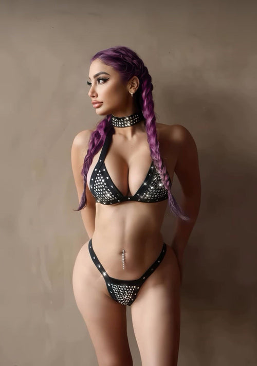 2PC Fully Bedazzled Rhinestone Bikini Set