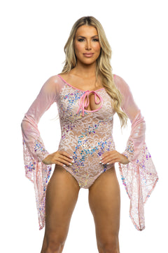 Fishnet/Mesh Sequin Flair Sleeve Top