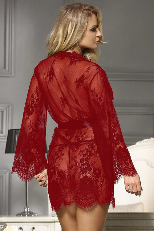 Short Eyelash Lace Robe