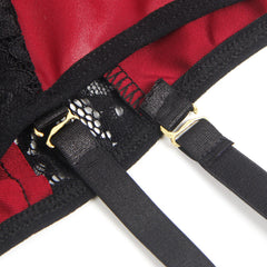 Burgundy Faux Leather Teddy Lingerie