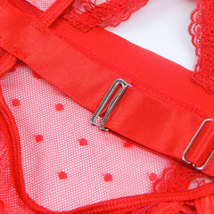 Embroidered Lace Hollow Cut Teddy Lingerie