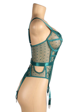 Embroidered Lace Hollow Cut Teddy Lingerie