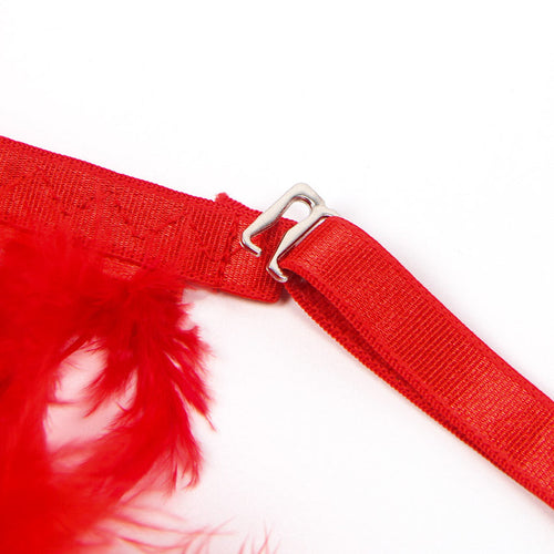 Feather Lace Chain Lingerie Bra Set