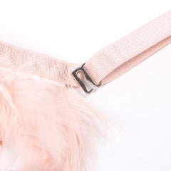 Feather Lace Chain Lingerie Bra Set