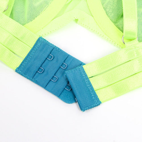Neon Lace Bra and Garter Set