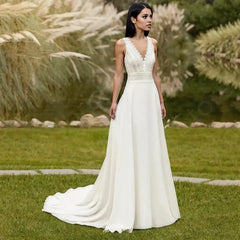 Beach Wedding Dress 2024 - Boho Lace Backless Gown Customizable | Femstylo