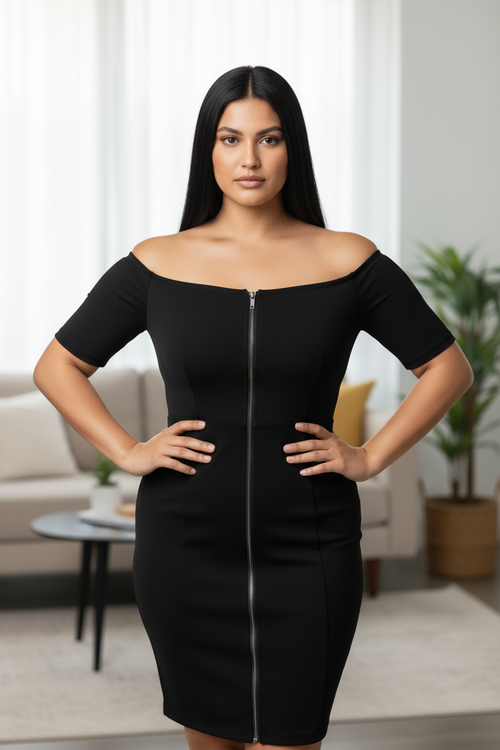 Allure Black Off-the-Shoulder Mini Dress