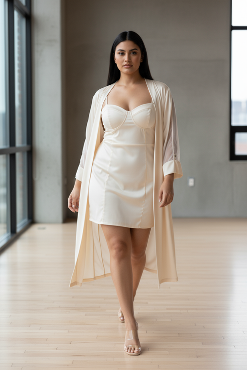 Savannah Cream Satin Dress Set