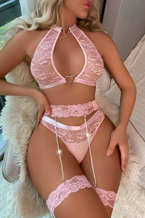 High Neck Bra and Garter Set