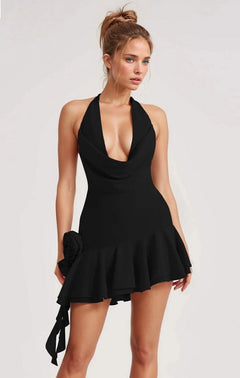 Cowl Neck Halter Mini Dress