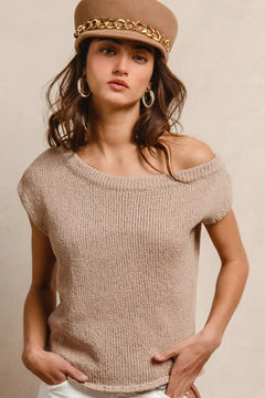 BiBi One Side Off Shoulder Knit Top