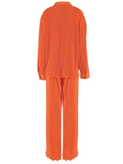 Button Up Long Sleeve Top and Pants Set