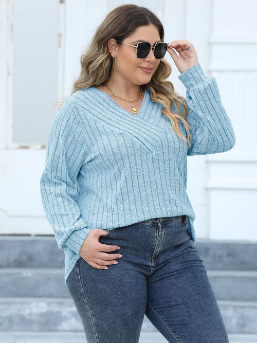 Enchanted Elegance Ribbed V-Neck Sweater 💖