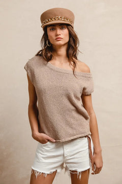 BiBi One Side Off Shoulder Knit Top