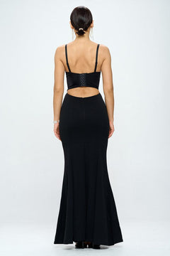 Beaded Bustier Mermaid Maxi Dress