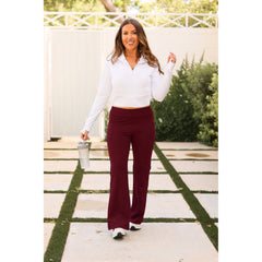 Ready to Ship  | The Maeve -  MAROON Bootcut Leggings with Pockets - Round 2