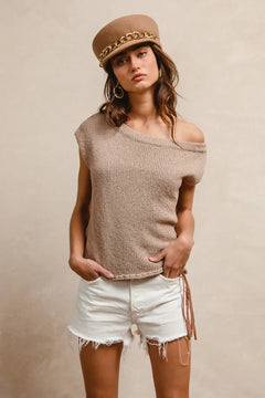 BiBi One Side Off Shoulder Knit Top