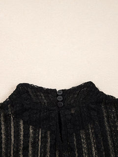 Lace Patchwork Flounce Sleeve Slim Fit Top