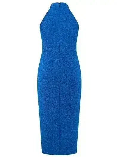Slit Ruched Mock Neck Sleeveless Dress