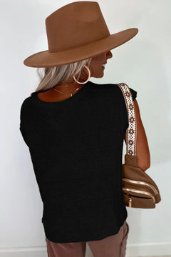 Sachet Pink Solid Color Side Slits Knit Tee