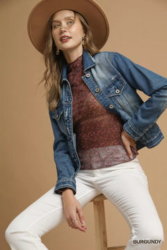 Umgee Nylon Lace Mesh Long Sleeve Top