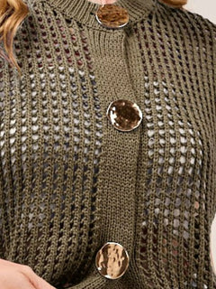 Luna's Bold Button Openwork Vest