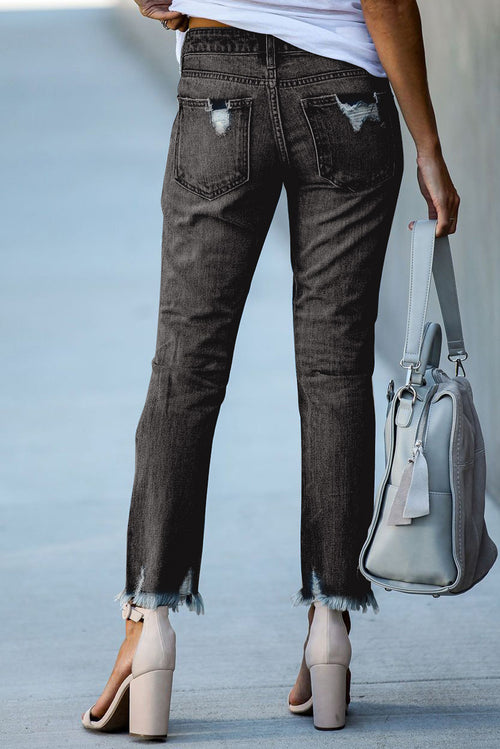Comfy Cool Black Distressed Boyfriend Denim Pants!