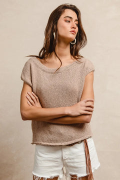 BiBi One Side Off Shoulder Knit Top