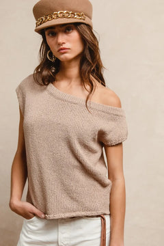 BiBi One Side Off Shoulder Knit Top