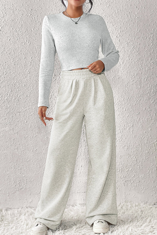 Charming Black Crop Top & Wide Leg Pants Set