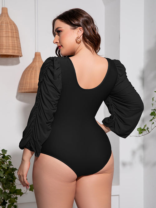 Balloon Sleeve V Swimsuit for Curves