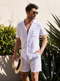 Chic Casual Linen Cardigan & Shorts Set