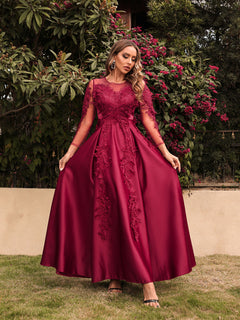 Elegant Lace Swing Long Dress: Effortless Sophistication