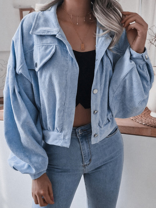 N.O.W. Elevated Beige Corduroy Casual Coat