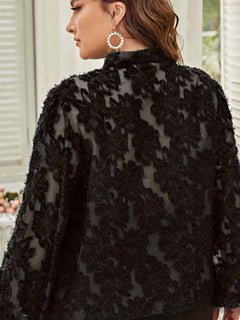 Chic Plus-Size Tie-Bow Commuter Shirt