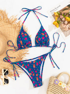Lace-Up Pleated Bikini Delight