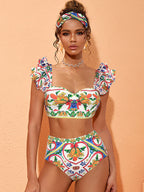 Floral Ruffled Swimsuit for Beach Fun