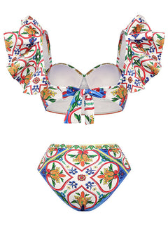 Floral Ruffled Swimsuit for Beach Fun
