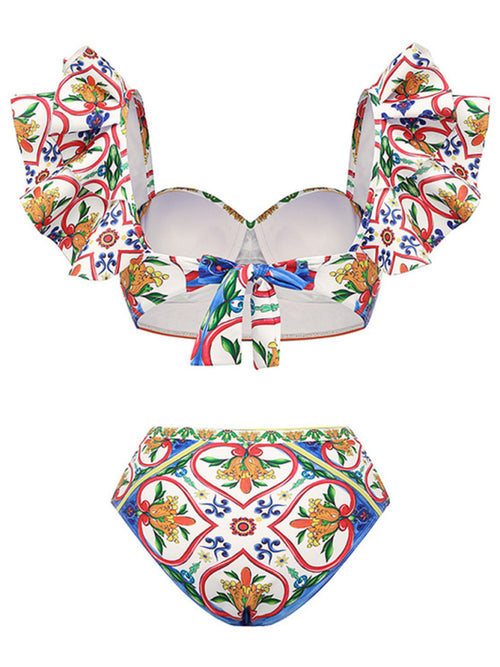 Floral Ruffled Swimsuit for Beach Fun