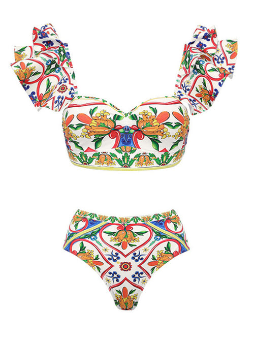Floral Ruffled Swimsuit for Beach Fun