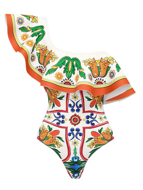 Floral Ruffled Swimsuit for Beach Fun