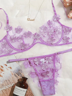 Rose Whisper Lace Bra Set
