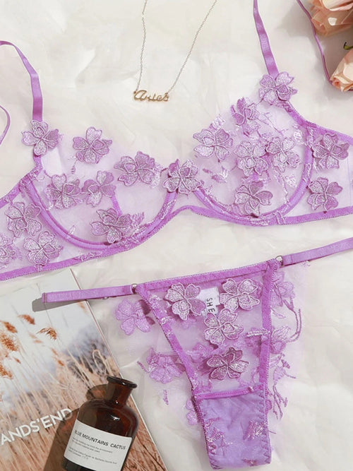 Rose Whisper Lace Bra Set