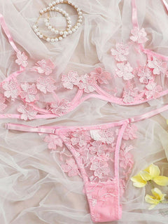Rose Whisper Lace Bra Set