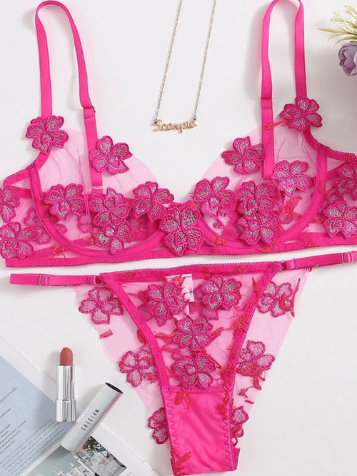 Rose Whisper Lace Bra Set
